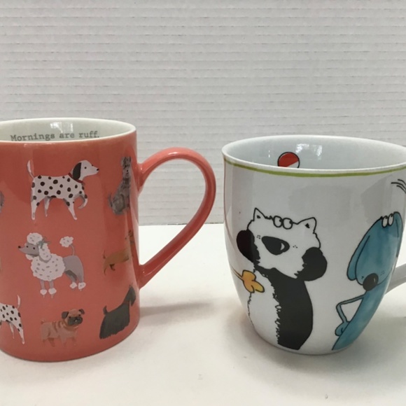 Mornings Are Ruff Variety Dog Breeds Coral New Bone China Coffee Mug - Picture 2 of 7